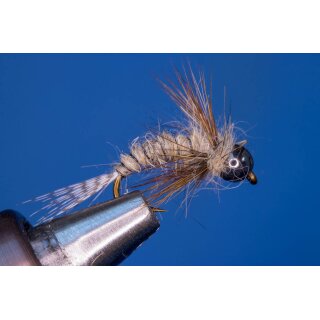 Uni-Nymphe dunkel Märzbraun 14 mit Widerhaken silber Tungsten