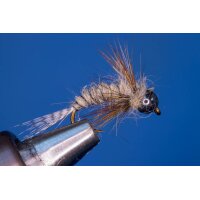 Uni-Nymphe dunkel Märzbraun 14 mit Widerhaken silber...