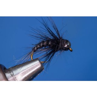 Universal Nymph black 12 barbed Tungsten Rainbow Colour