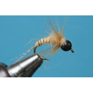 Universal Nymph peach 12 barbed Brass Bead - Black Nickel