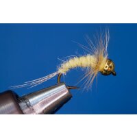 Universal Nymph light yellow 8 barbless Tungsten Bead - gold