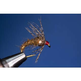 brown Holy Grail Nymph 12 barbless Tungsten Bead - copper