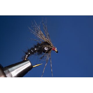 Holy Grail Nymphe schwarz 14 mit Widerhaken Messingperle Black Nickel