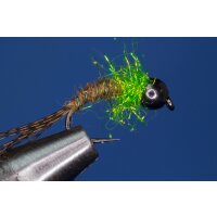 Universal Nymph Brown / SPECTRA-green 10 barbless Brass...
