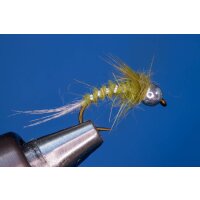 Universal Nymph olivegreen 8 barbless Tungsten Bead -...