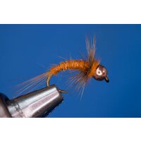 Uni-Nymphe zimtfarben 12 mit Widerhaken goldfarben Tungsten