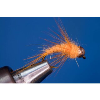 Universal Nymph orange 10 barbed Brass Bead - copper