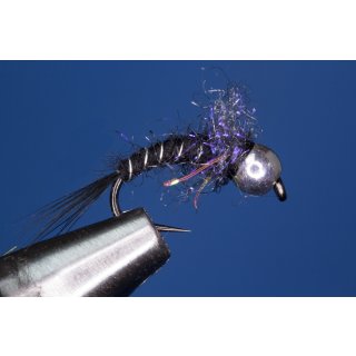 Universal Nymph black / UV-black 16 barbless Tungsten Bead - silver