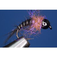 Universal Nymph black / UV-pink 12 barbed Brass Bead -...