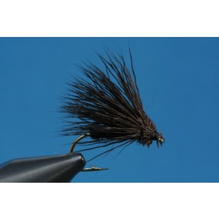 Schwarze Buckcaddis 10 mit Widerhaken