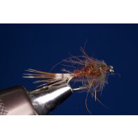 Rust-brown CDC Squirrel Nymph 12 Barbless