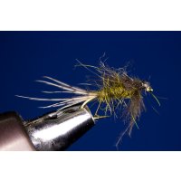 Gold olive CDC squirrel nymph 10 Barbed