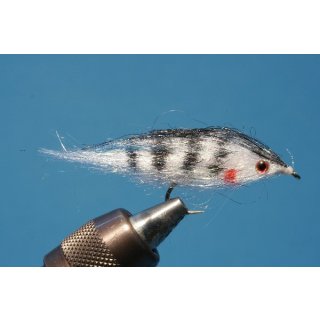 Fischchen Tiger schwarz/weiß - glänzend 4 mit Widerhaken