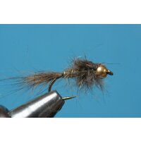 Naturfarbene Hasenohrnymphe 10 mit Widerhaken goldfarben...