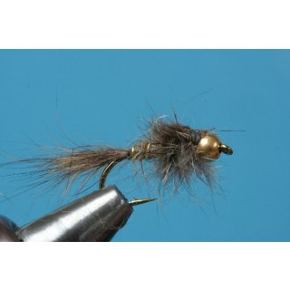 Naturfarbene Hasenohrnymphe 12 ohne Widerhaken goldfarben Messing