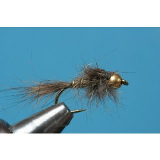 hares ear nymph - natural color with beadhead 14 barbless golden brassbead