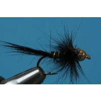 hares ear nymph - black with beadhead 16 barbless copper...