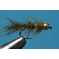 hares ear nymph - shaggy, greenolive with beadhead 14...
