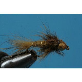 goldolive Hasenohrnymphe 12 ohne Widerhaken goldfarben Messing