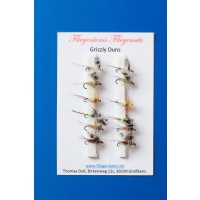Assortment Grizzly Duns dry flies 10 with Barb