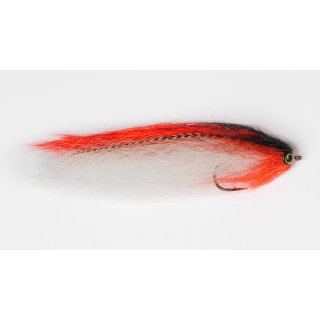 red and white predatory fish streamer