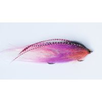 Purple, white predatory fish streamer with two hooks