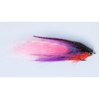 Purple, pink predatory fish streamer with two hooks
